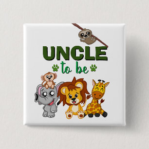 Oom Wordt Jungle Safari Dieren Baby Shower Vierkante Button 5,1 Cm