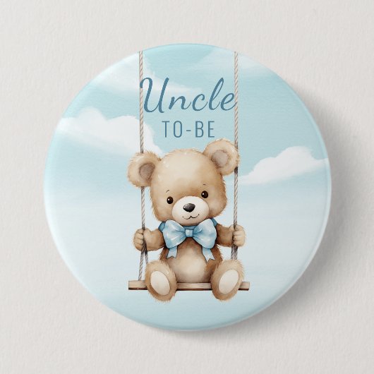 Oom Wordt Teddybeer Schommel Ronde Button 7,6 Cm (Voorkant)
