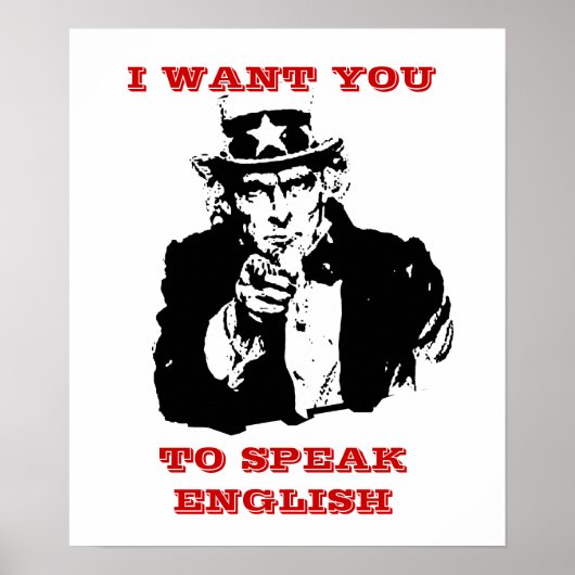 Oom Zelfde Poster "Ik wil dat je Engels spreekt" (Voorkant)
