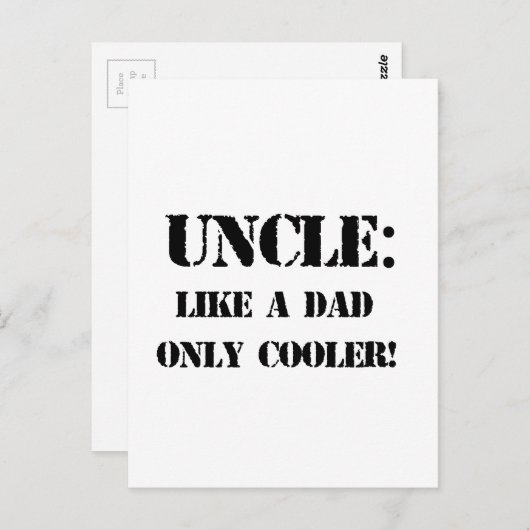 Oom. Zoals een vader alleen koeler. Vaderdag Briefkaart (Voorkant / Achterkant)