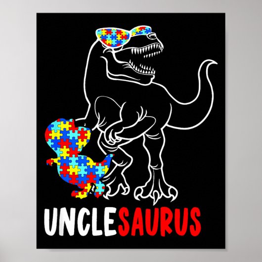 Oomlesaurus T Rex Dinosaur Autisme Bewustzijn Oom Poster (Voorkant)