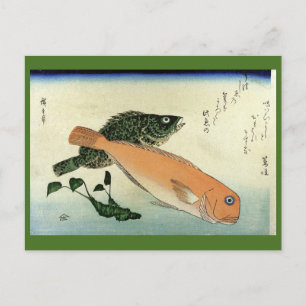 Oomon-hata & Shiro-amadai - Hiroshige's Fish Print Briefkaart