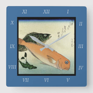 Oomon-hata & Shiro-amadai - Hiroshige's Fish Print Vierkante Klok