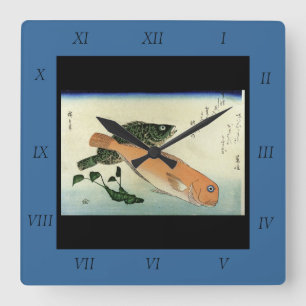 Oomon-hata & Shiro-amadai - Hiroshige's Fish Print Vierkante Klok