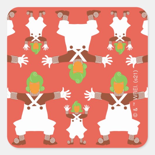Oompa Loompa Dancing Pattern Vierkante Sticker (Voorkant)