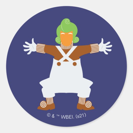 Oompa Loompa wapt uit Ronde Sticker (Voorkant)