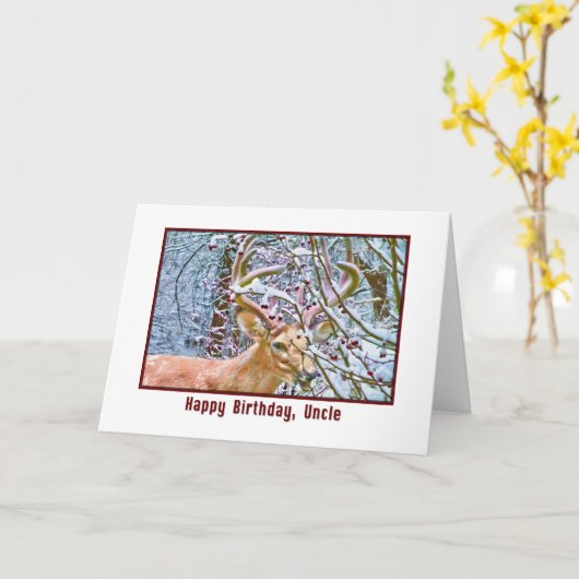 Oom's Verjaardag Kaart met Herten en Krab Appels (Gele Bloem)