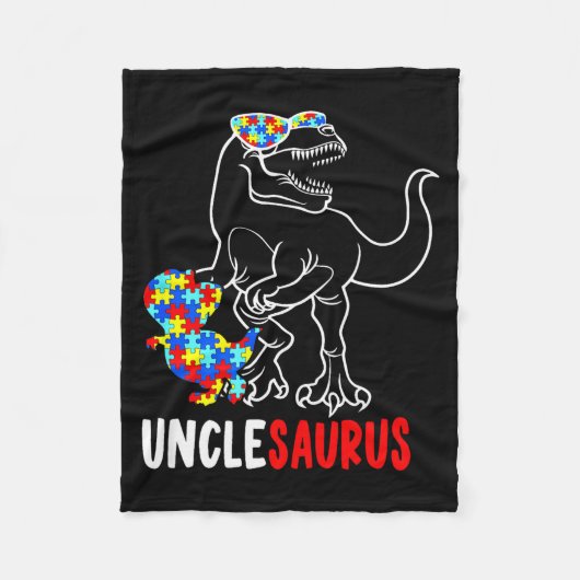 Oomsaurus T Rex Dinosaur Autisme Bewustzijn Oom Fleece Deken (Voorkant)