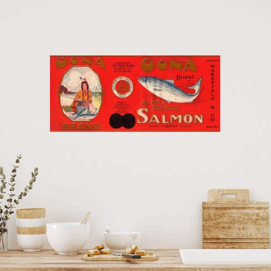 Oona Brand Salmon Label Poster (Keuken)