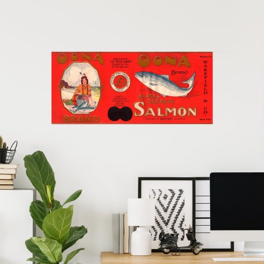 Oona Brand Salmon Label Poster (Thuiskantoor)