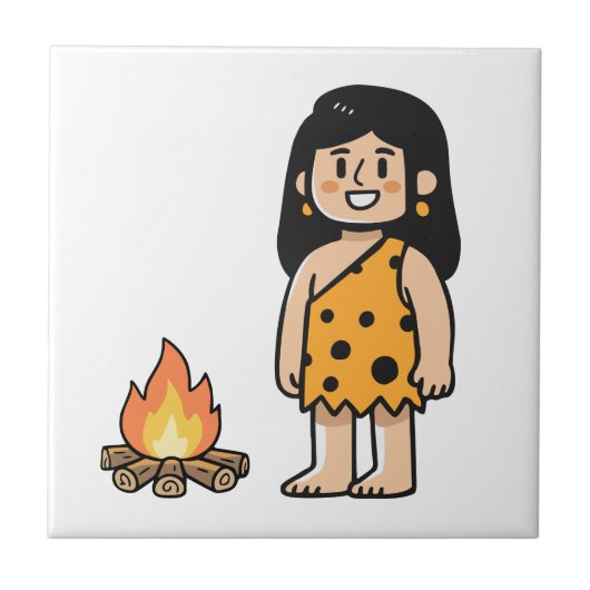 Oona holenvrouw & Vuur Tegeltje (Voorkant)