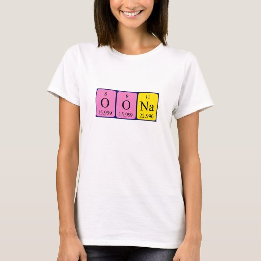 Oona periodiek lijstnaam shirt (Voorkant)