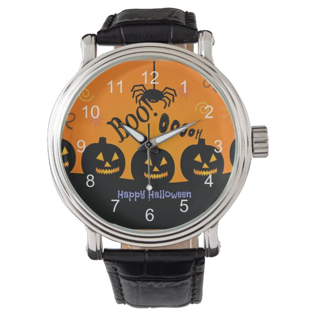 Oooh! Happy Halloween in Oranje en zwart Horloge (Voorkant)