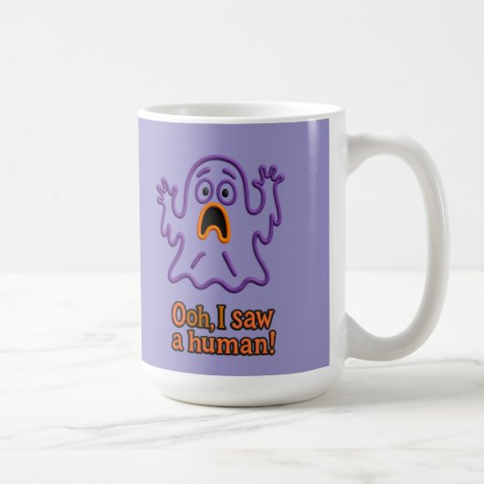 Oooh, ik zag een mens! – Grappige spook Halloween Koffiemok (Rechts)