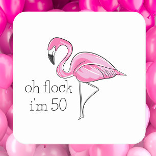“Oooh kudde, ik ben 50” Roze Flamingo Verjaardag Kartonnen Onderzetters