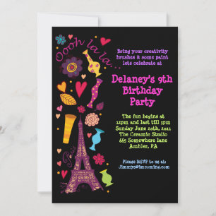 Oooh La La Paris Birthday Party Invitation Kaart