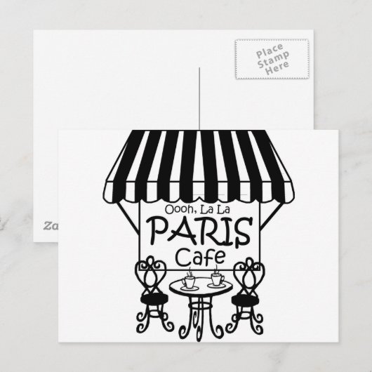 Oooh La La Paris Cafe Briefkaart (Voorkant / Achterkant)