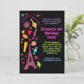 Oooh La La Paris verjaardagsfeestje uitnodiging (Staand voorkant)