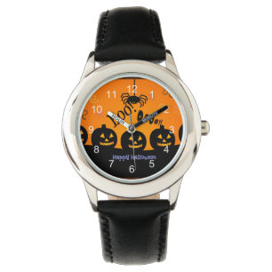 Oooh! Prettig Halloween in Oranje en Zwart Horloge