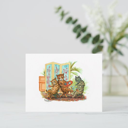 Oops Cat-astrophe Louis Wain Briefkaart (Staand voorkant)