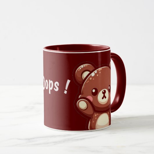 Oops Cute Teddy Bear – Kawaii Mug Design Mok (Voorkant rechts)