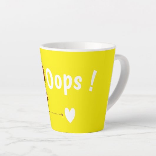 Oops! Cute Teddy Bear Mug – Fun Yellow Coffee Cup Latte Mok (Rechterhoek)