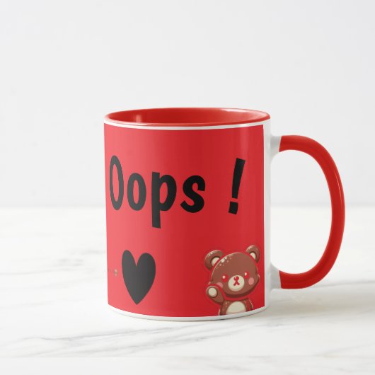 Oops! Cute Teddy Bear Mug – Funny Love Bear Design Mok (Rechts)