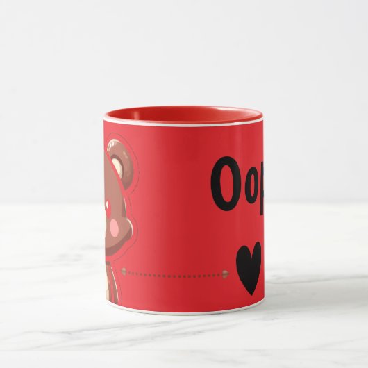 Oops! Cute Teddy Bear Mug – Funny Love Bear Design Mok (Midden)