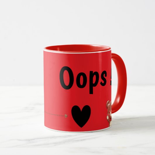 Oops! Cute Teddy Bear Mug – Funny Love Bear Design Mok (Voorkant rechts)