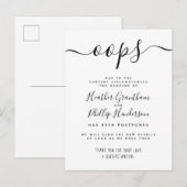 Oops Formal Wedding Postponed Notice Uitnodiging Briefkaart (Voorkant / Achterkant)