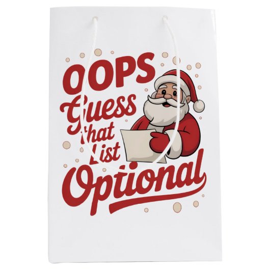 Oops Guess That List Optional Funny Santa Claus  Medium Cadeauzakje (Voorkant)
