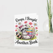 Oops I Bought Another Book Funny Cute Raccoon Read Kaart (Voorkant)