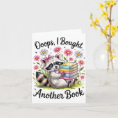 Oops I Bought Another Book Funny Cute Raccoon Read Kaart (Gele Bloem)