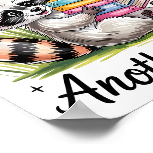 Oops I Bought Another Book Funny Cute Raccoon Read Poster (Hoek)