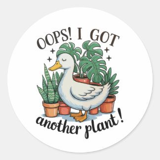 Oops I Got Another Plant Goose Funny Gardening Ronde Sticker