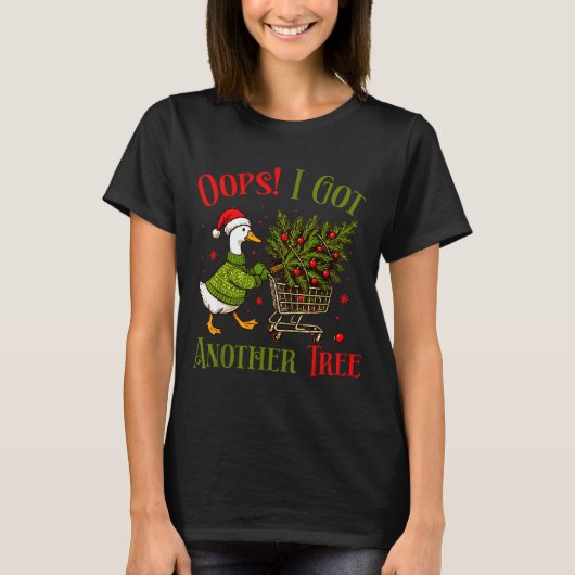 Oops I Got Another Tree Funny Christmas Goose Retr T-shirt (Voorkant)