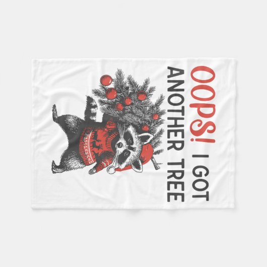 Oops I Got Another Tree Funny Raccoon Christmas Qu Fleece Deken (Voorkant (Horizontaal))