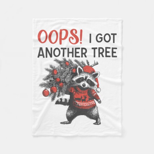Oops I Got Another Tree Funny Raccoon Christmas Qu Fleece Deken (Voorkant)