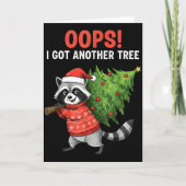 Oops I Got Another Tree Funny Raccoon Christmas Qu Kaart (Voorkant)