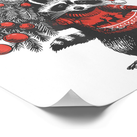 Oops I Got Another Tree Funny Raccoon Christmas Qu Poster (Hoek)