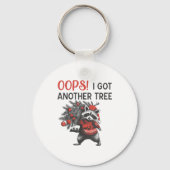 Oops I Got Another Tree Funny Raccoon Christmas Qu Sleutelhanger (Voorkant)