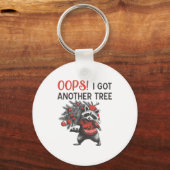 Oops I Got Another Tree Funny Raccoon Christmas Qu Sleutelhanger (Voorkant)
