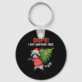 Oops I Got Another Tree Funny Raccoon Christmas Qu Sleutelhanger (Voorkant)