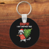 Oops I Got Another Tree Funny Raccoon Christmas Qu Sleutelhanger (Voorkant)