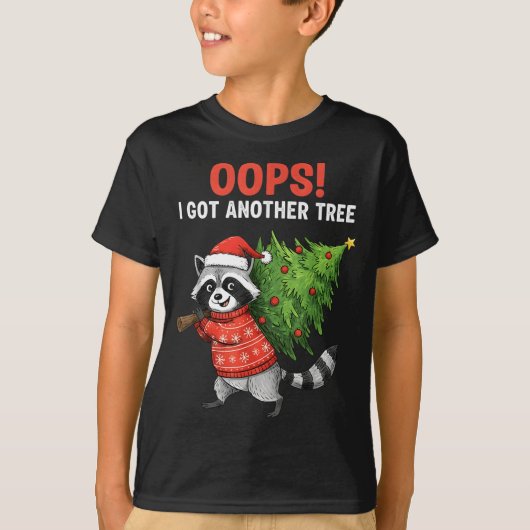 Oops I Got Another Tree Funny Raccoon Christmas Qu T-shirt (Voorkant)