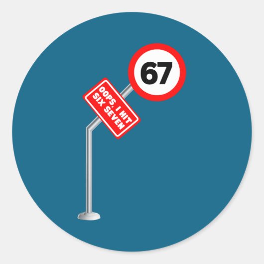 Oops I Hit Six Seven 6 7 Meme Funny Brainrot Inter Ronde Sticker (Voorkant)