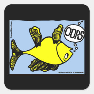 OOPS ondersteboven vis grappige cartoon cadeau Vierkante Sticker