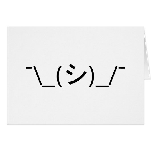 Oops Shrug Emoticon Count\_(シ)_/ Japanse Kaomoji (Voorkant Horizontaal)