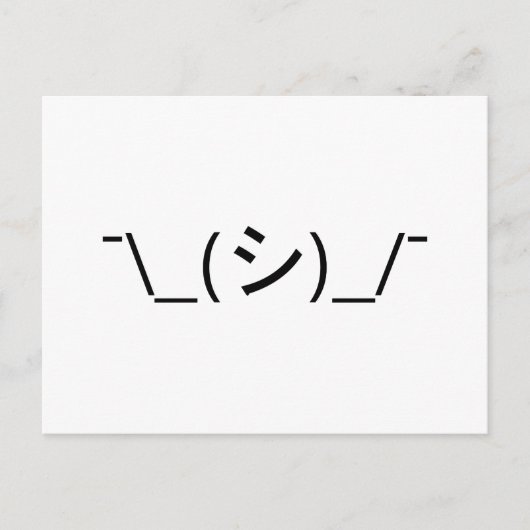 Oops Shrug Emoticon Count\_(シ)_/ Japanse Kaomoji Briefkaart (Voorkant)