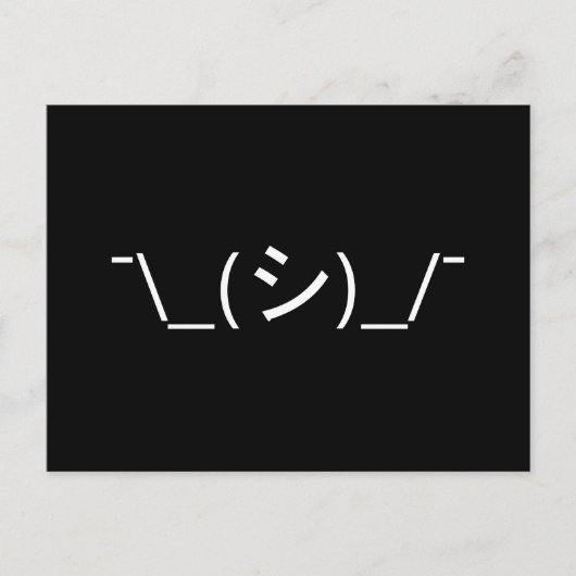 Oops Shrug Emoticon Count\_(シ)_/ Japanse Kaomoji Briefkaart (Voorkant)